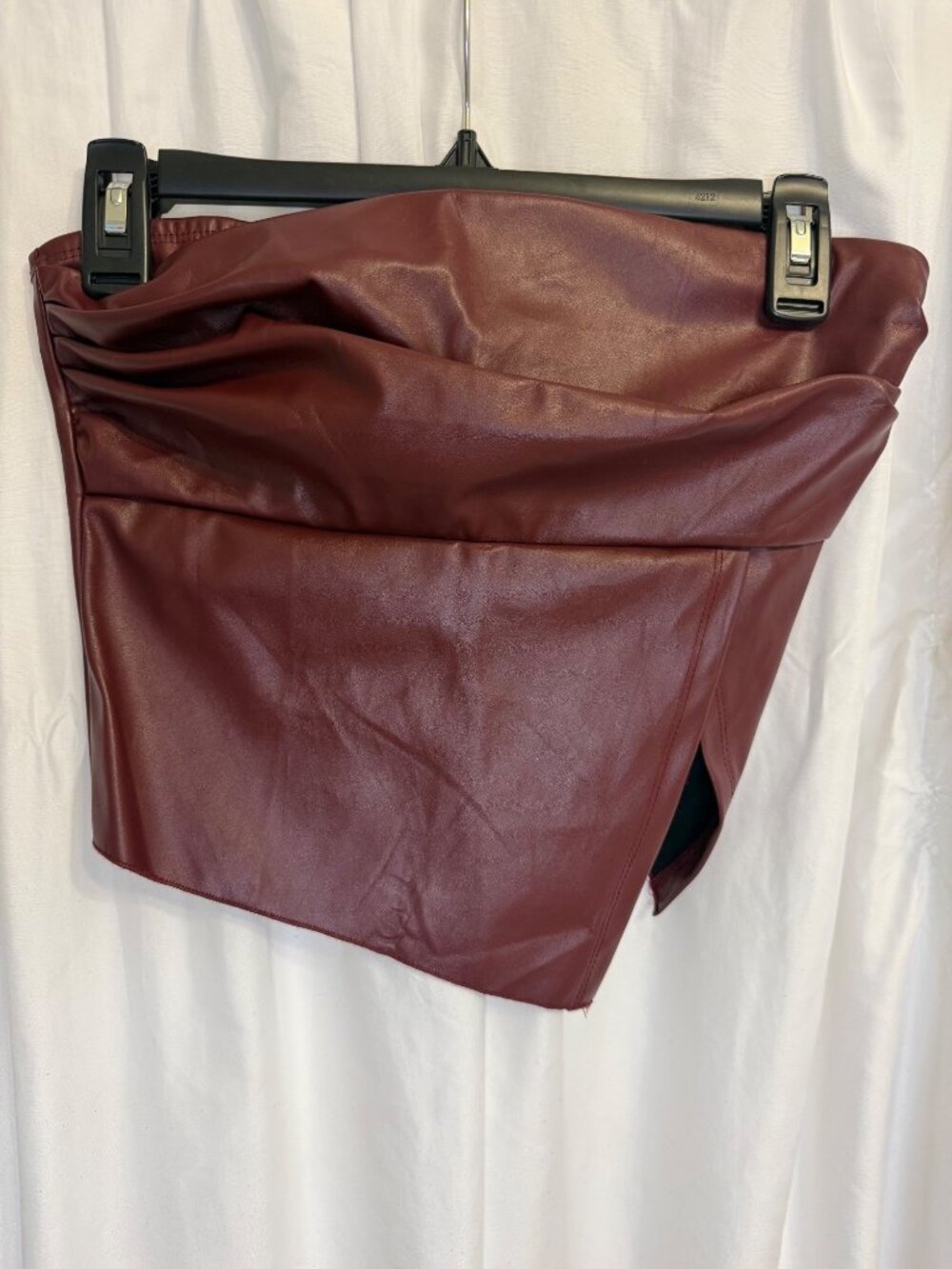SHEIN Faux Leather Burgundy Tube Top Size S